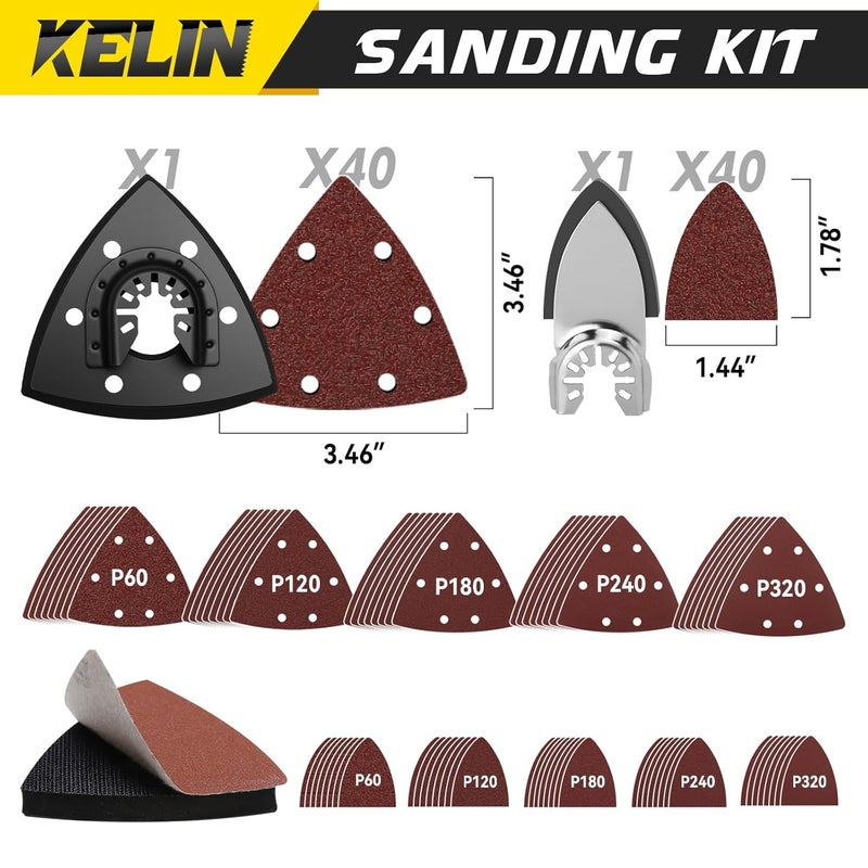 KELIN 118 PCS Multitool Blade Kits Cutting and Sandpaper Oscillating Tool Accessories Universal Oscillating Saw Blades 13 Types Blades Compatible with Dewalt Bosch Dremel Milwaukee - Image 4